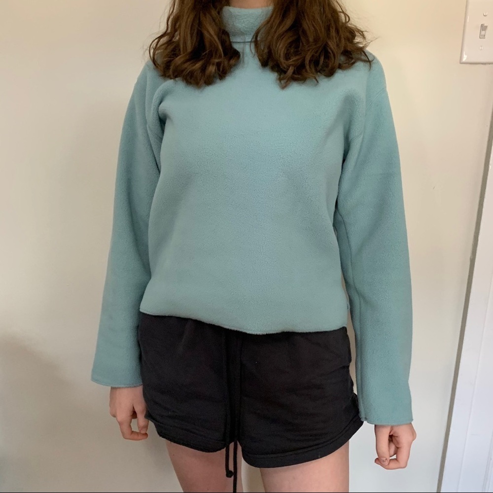 light blue turtleneck fleece long sleeve